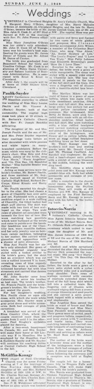 Marriage Newspaper clipping from Jun 5, 1949 5731295