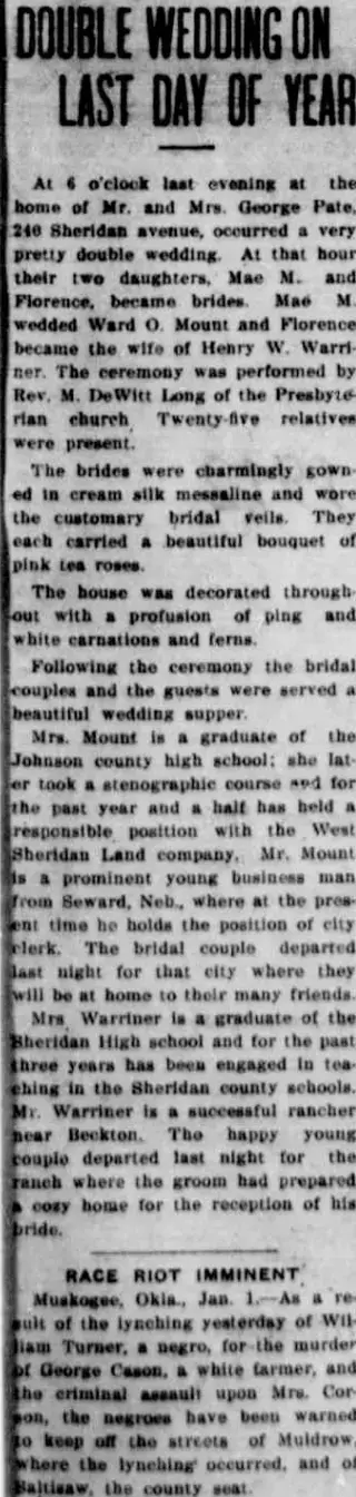 Marriage Newspaper clipping from Jan 1, 1912 5731553