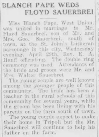 Marriage Newspaper clipping from May 6, 1931 5731581