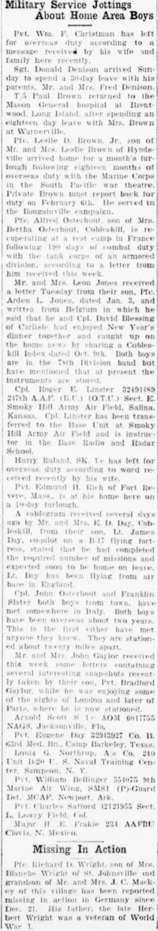 other Newspaper clipping from Jan 18, 1945 5731828