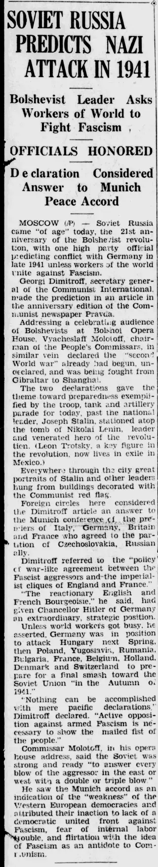 other Newspaper clipping from Nov 7, 1938 5732265