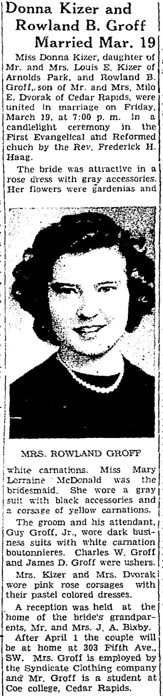 Marriage Newspaper clipping from Mar 25, 1948 5734741