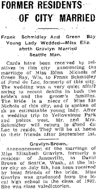 Marriage Newspaper clipping from Jul 16, 1912 5734950