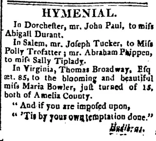 Marriage Newspaper clipping from Jul 18, 1817 5737055