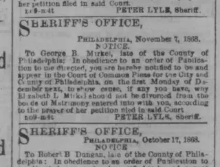 Divorce Newspaper clipping from Nov 9, 1868 5741056