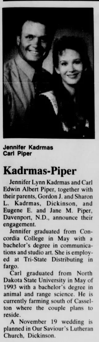 Marriage Newspaper clipping from Jul 28, 1994 5741771