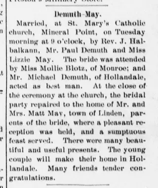 Marriage Newspaper clipping from Sep 22, 1898 5742437