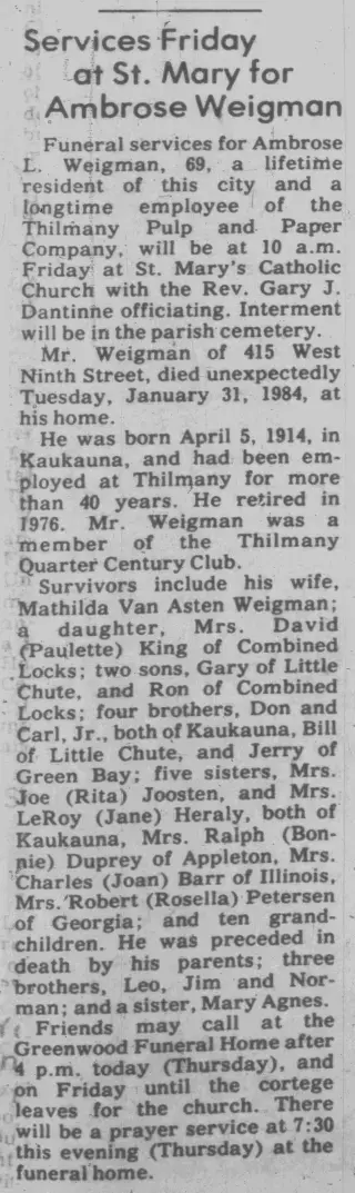 other Newspaper clipping from Feb 2, 1984 5742710