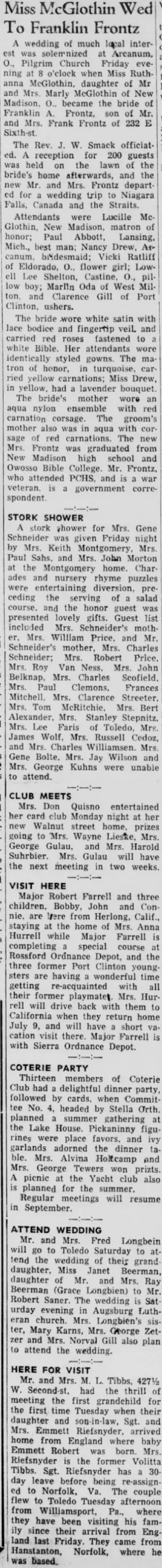Marriage Newspaper clipping from Jul 2, 1954 5744027