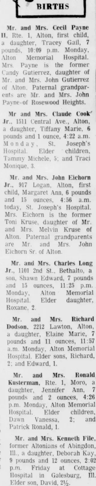 Birth Newspaper clipping from Jul 13, 1971 5746340
