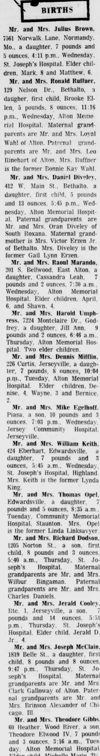 Birth Newspaper clipping from May 16, 1969 5746343
