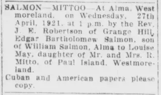 Marriage Newspaper clipping from May 5, 1921 5751596