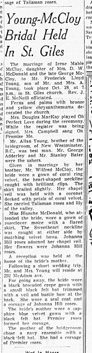 Marriage Newspaper clipping from Nov 4, 1939 5752742