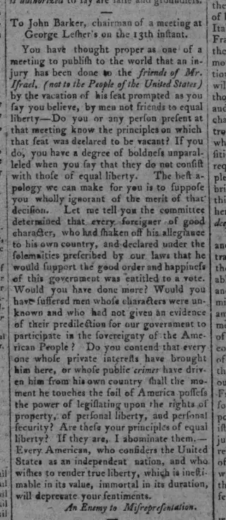 other Newspaper clipping from Feb 15, 1798 5752918