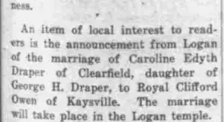 Marriage Newspaper clipping from Jan 4, 1923 5753581