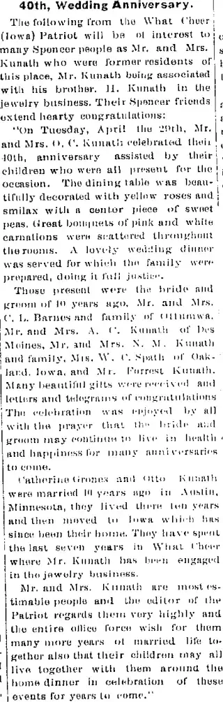 Anniversary Newspaper clipping from May 14, 1913 5754090