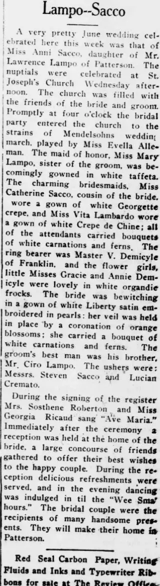 Marriage Newspaper clipping from Jun 20, 1919 5755098
