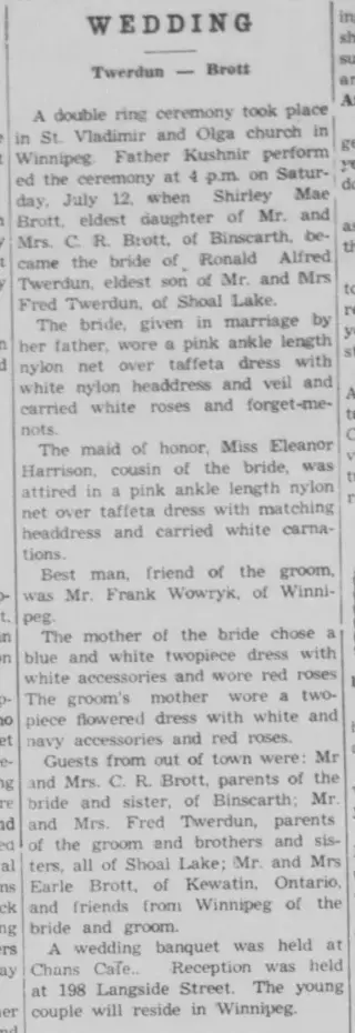 Marriage Newspaper clipping from Aug 7, 1958 5755201