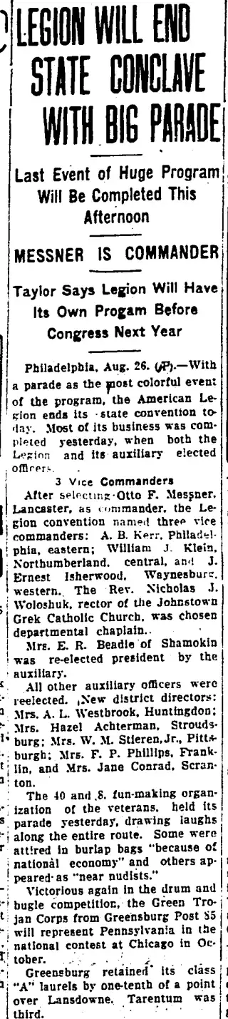 other Newspaper clipping from Aug 26, 1933 5755482