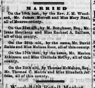 Marriage Newspaper clipping from Mar 30, 1859 5760183