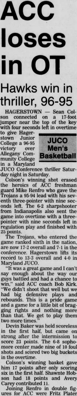 Sports Newspaper clipping from Jan 21, 1996 5760681