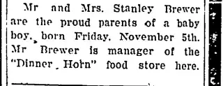 Birth Newspaper clipping from Nov 10, 1937 5761063
