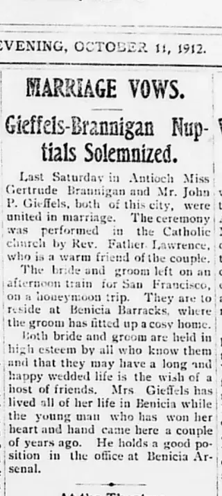 Marriage Newspaper clipping from Oct 11, 1912 5761881