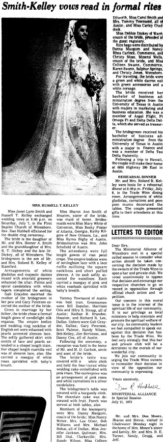 Marriage Newspaper clipping from Jul 26, 1973 5761944