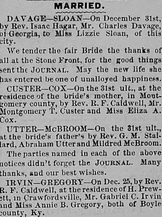Marriage Newspaper clipping from Jan 7, 1869 5763673