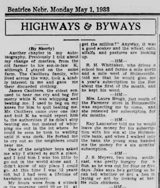 other Newspaper clipping from May 1, 1933 5763799