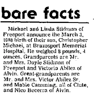Birth Newspaper clipping from Mar 27, 1988 5765081