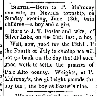 Birth Newspaper clipping from Jun 24, 1875 5766057