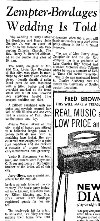 Marriage Newspaper clipping from Nov 8, 1964 5768166