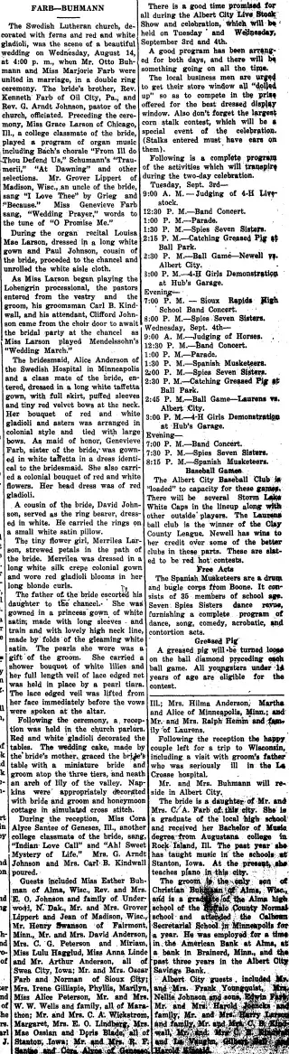Marriage Newspaper clipping from Aug 29, 1940 5769240