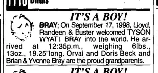 Birth Newspaper clipping from Oct 24, 1998 5770180