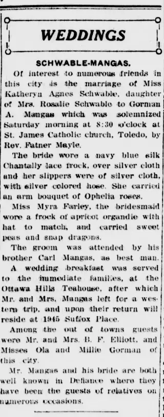 Marriage Newspaper clipping from May 2, 1922 5773601