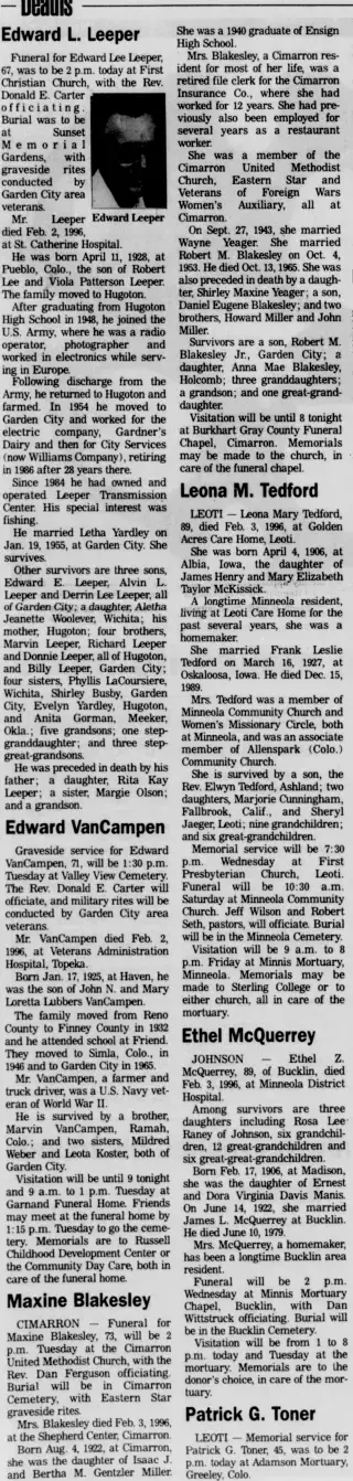 other Newspaper clipping from Feb 5, 1996 5774274