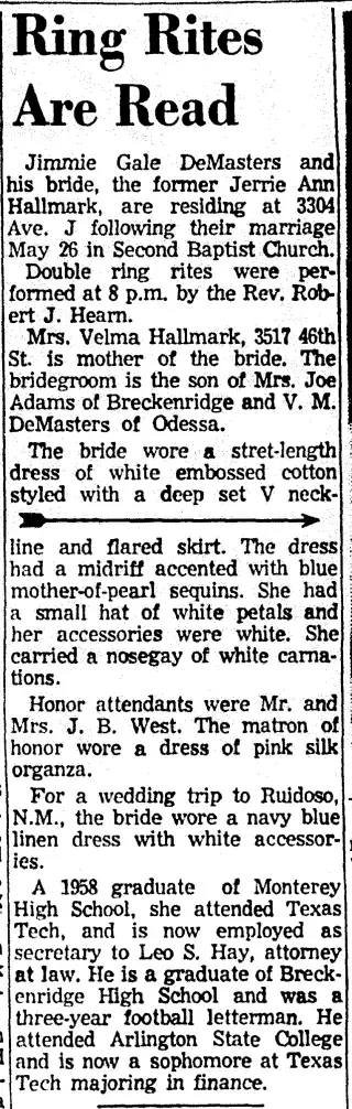 Marriage Newspaper clipping from Jun 4, 1960 5776888