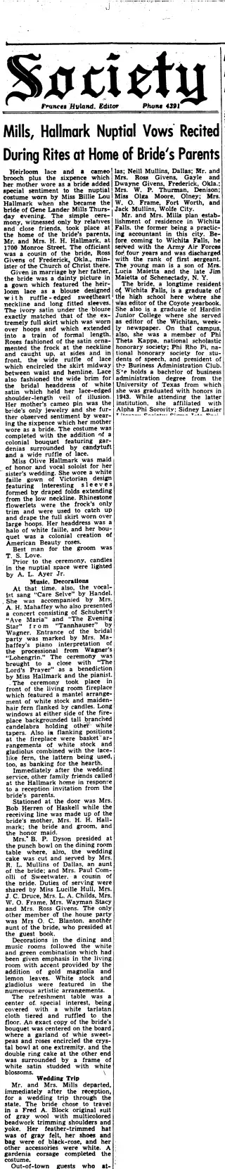 Marriage Newspaper clipping from Dec 31, 1948 5777291