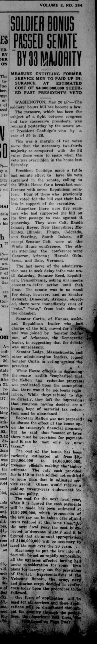 other Newspaper clipping from May 20, 1924 5777633
