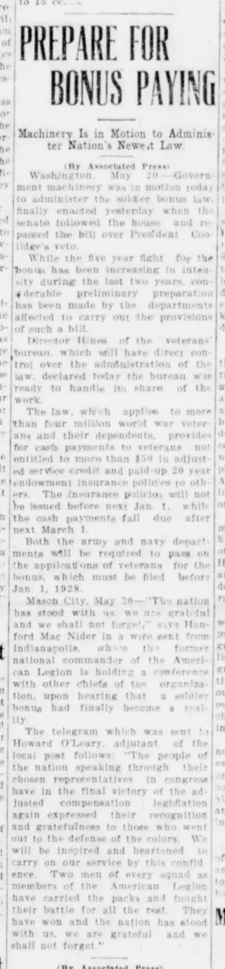 other Newspaper clipping from May 20, 1924 5777654