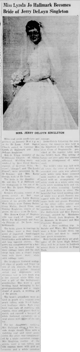 Marriage Newspaper clipping from Feb 1, 1962 5777840