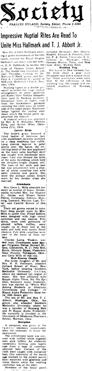 Marriage Newspaper clipping from Mar 23, 1951 5779138