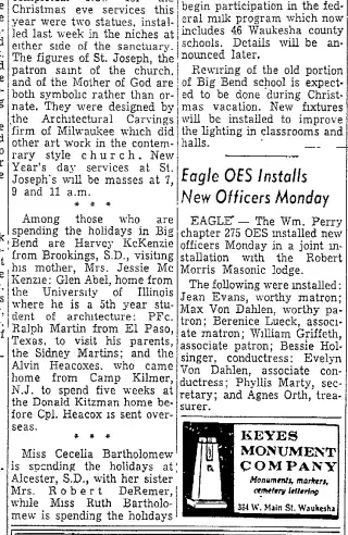 other Newspaper clipping from Dec 30, 1954 5779671