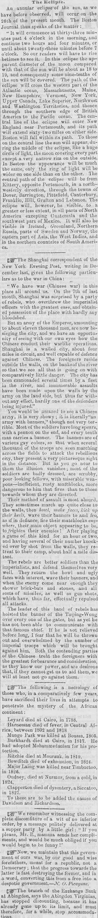other Newspaper clipping from May 4, 1854 5779813