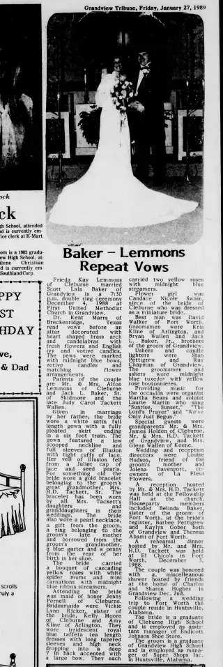 Marriage Newspaper clipping from Jan 27, 1989 5780292