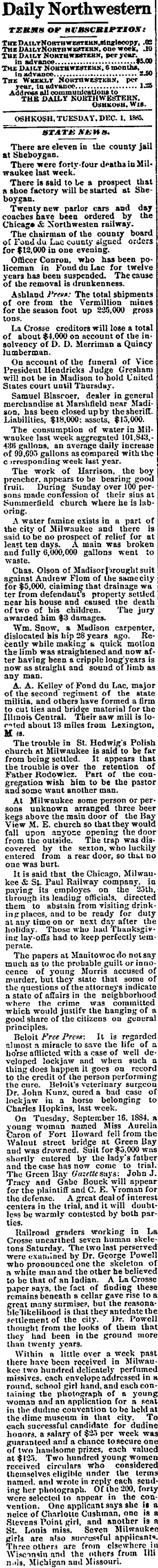 other Newspaper clipping from Dec 1, 1885 5781273