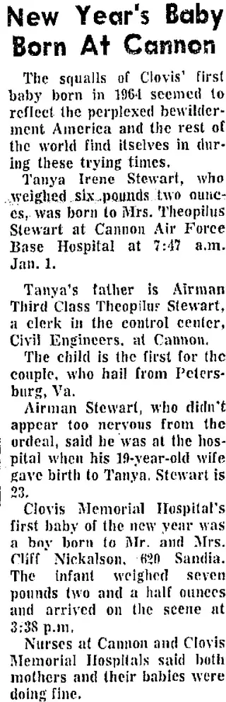 Birth Newspaper clipping from Jan 2, 1964 5781950