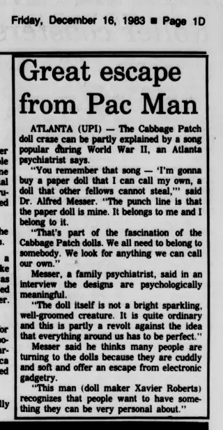 other Newspaper clipping from Dec 16, 1983 5783391
