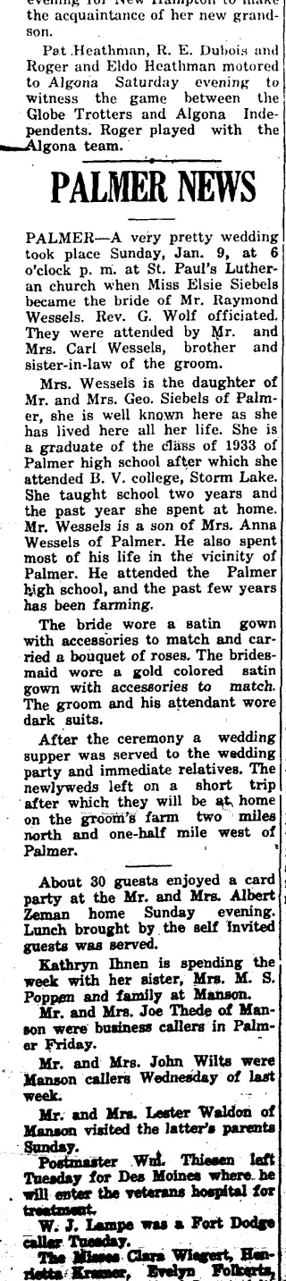 Marriage Newspaper clipping from Jan 13, 1938 5784473
